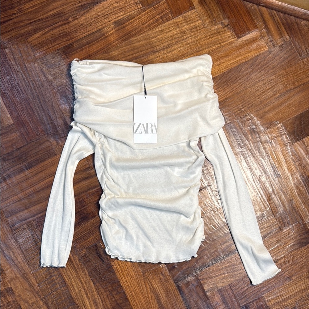 ZARA Cream Off-Shoulder Top